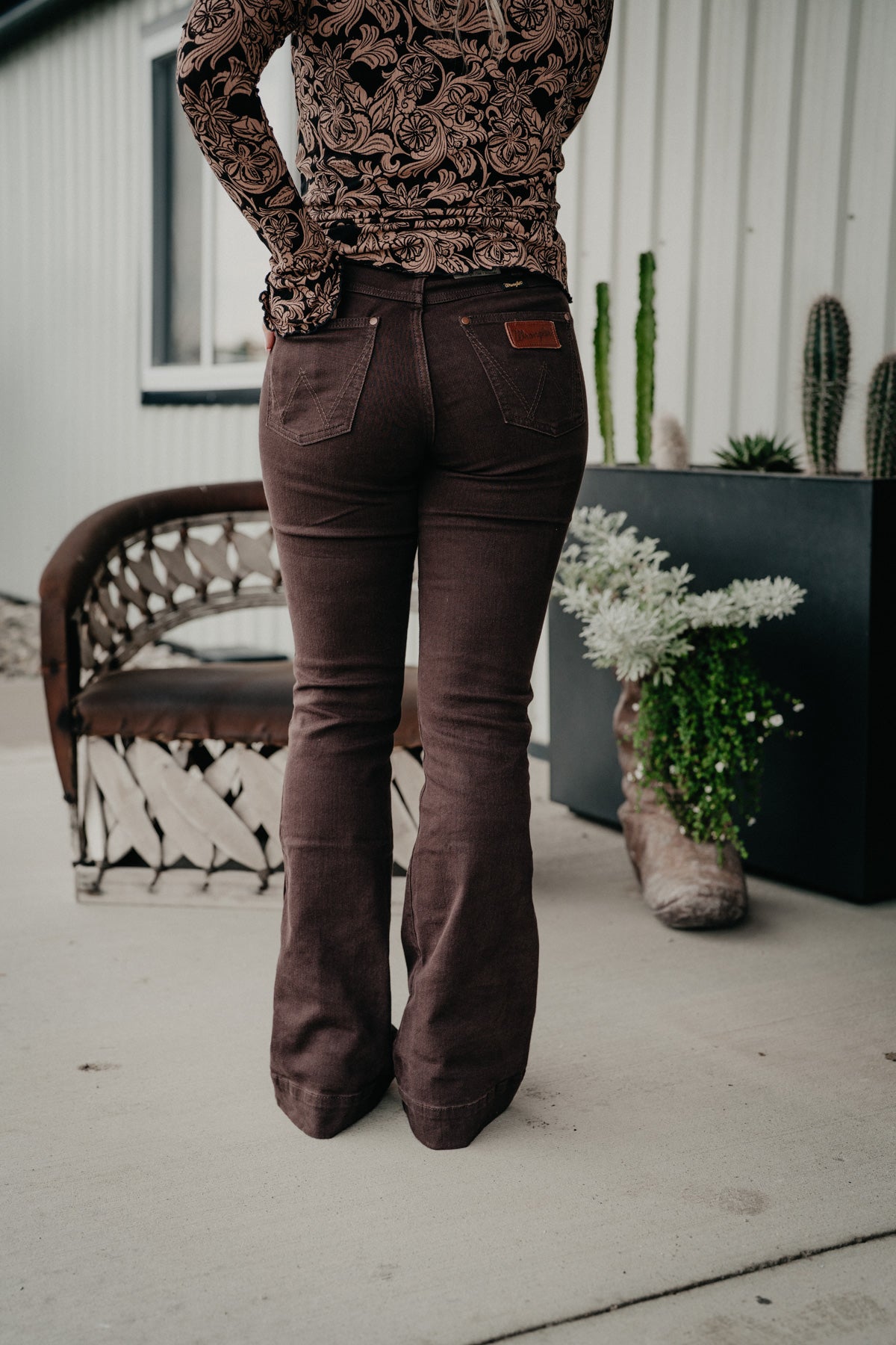 'Ciera' Chocolate Retro Bailey High Rise Trouser by Wrangler