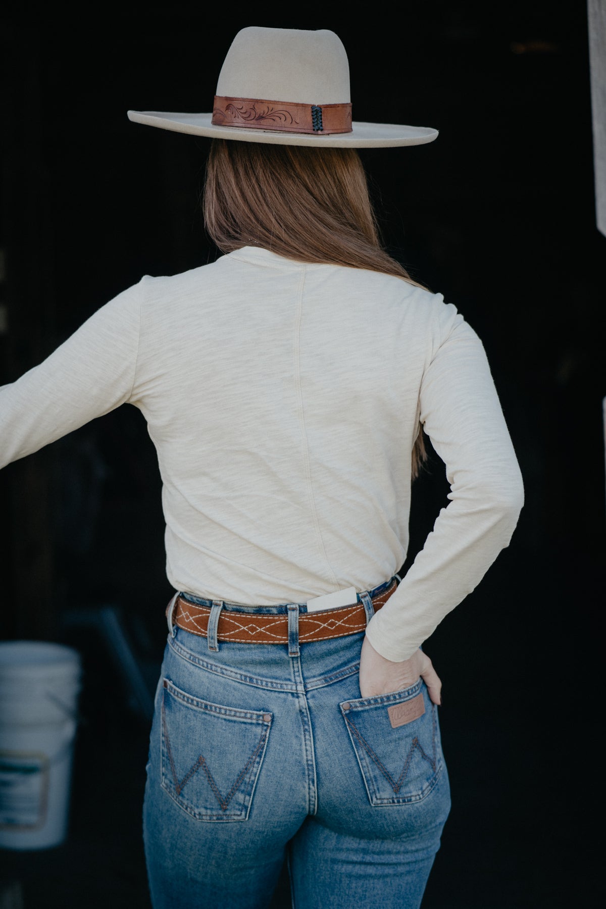 'Ainsley'  Women's Cream Long Sleeve Shirt by Kimes Ranch