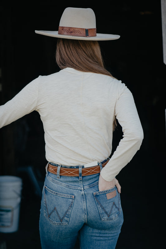 'Ainsley'  Women's Cream Long Sleeve Shirt by Kimes Ranch