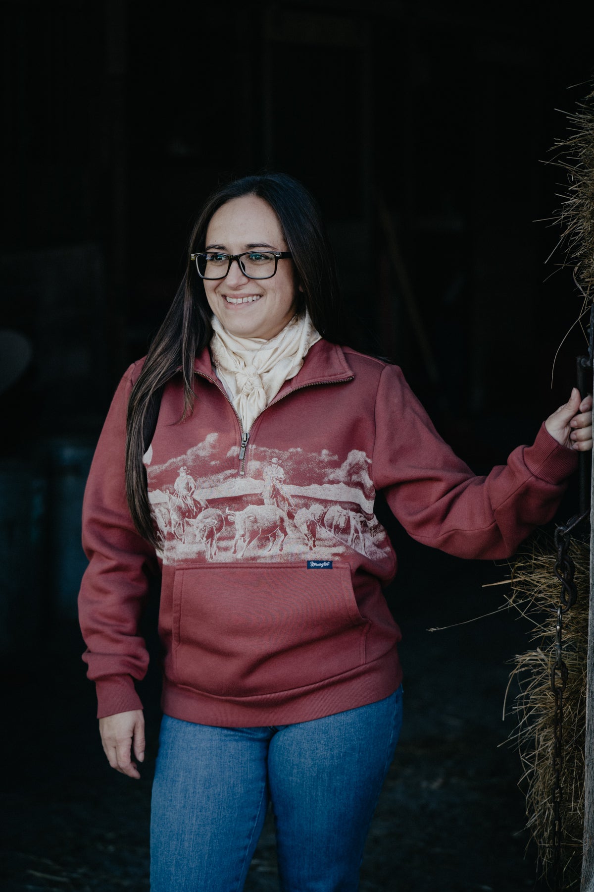 'Rosie' Women's Rose Horse Pullover by Wrangler