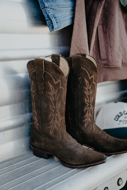 'Casey' Women's Suede Olive Stetson Cowboy Boot