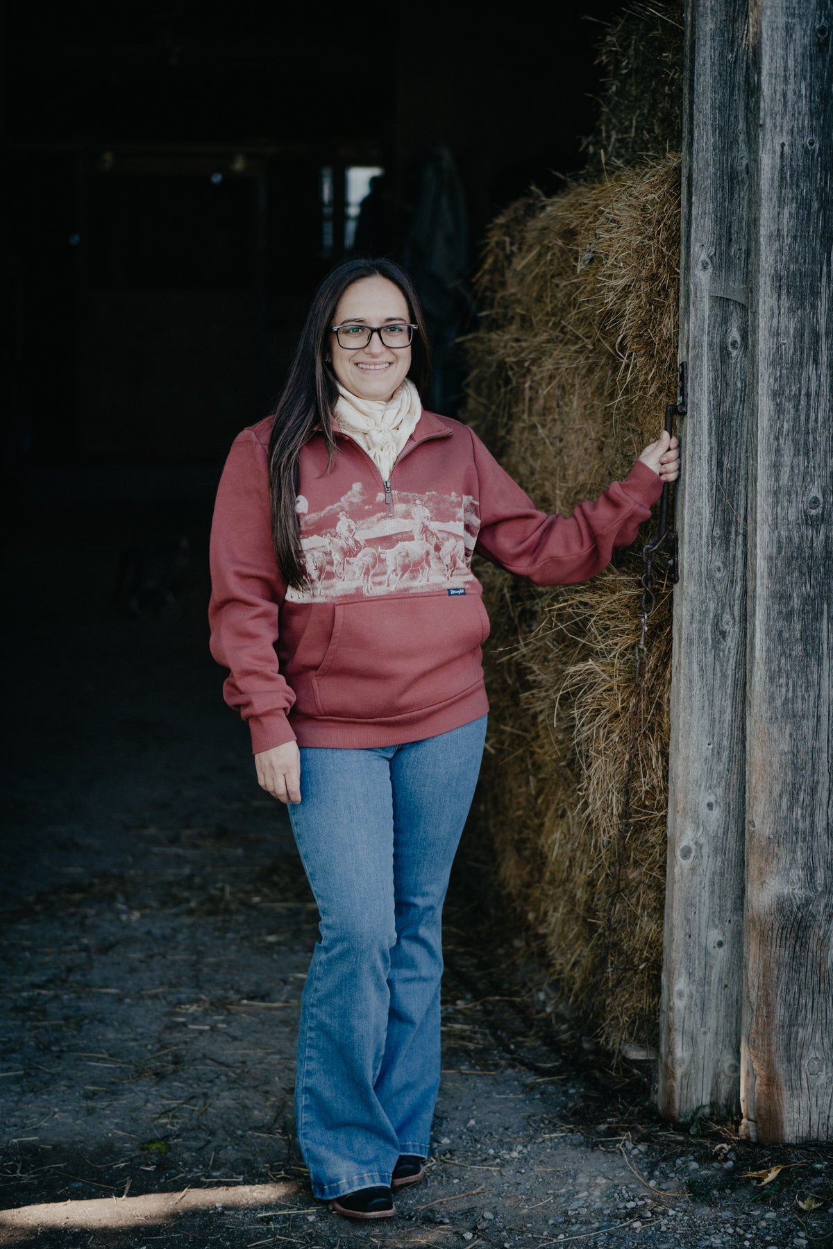 'Rosie' Women's Rose Horse Pullover by Wrangler