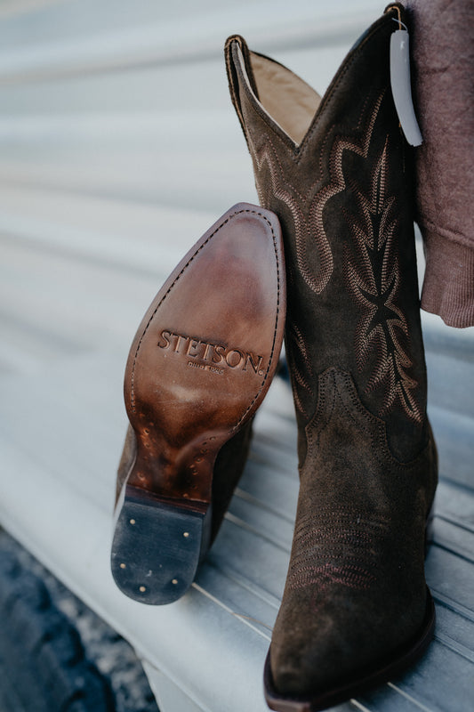 'Casey' Women's Suede Olive Stetson Cowboy Boot