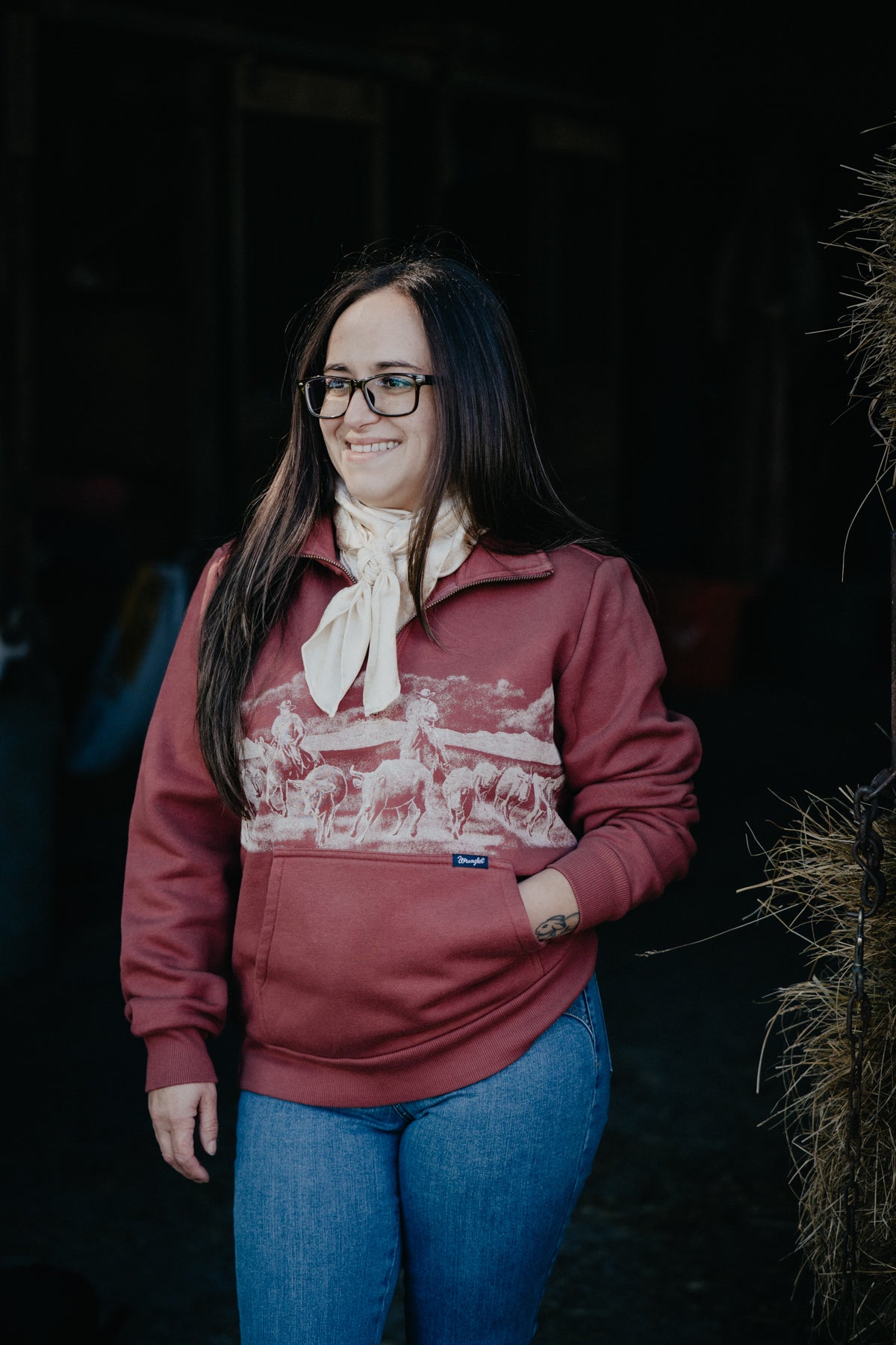 'Rosie' Women's Rose Horse Pullover by Wrangler