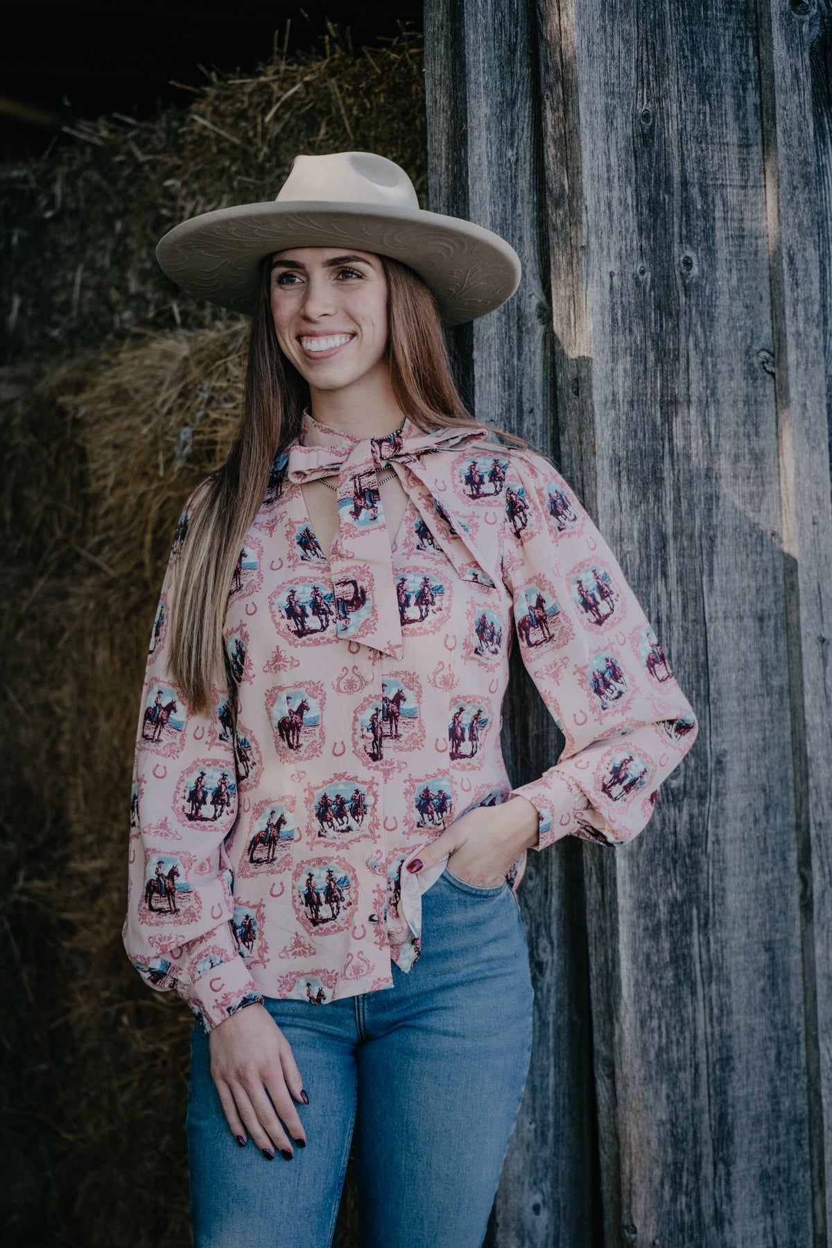 'Tie Rider' Women's Pink Long Sleeve by Wrangler