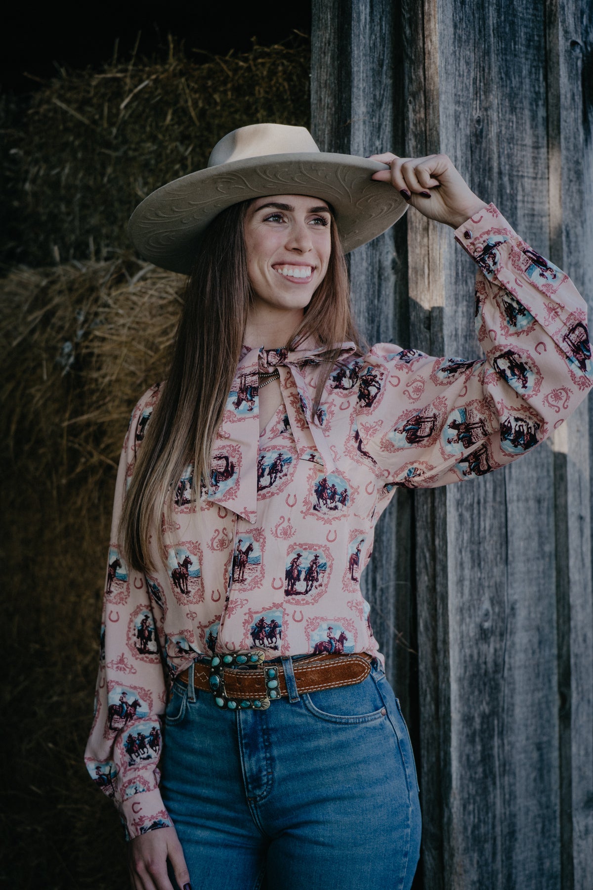 'Tie Rider' Women's Pink Long Sleeve by Wrangler