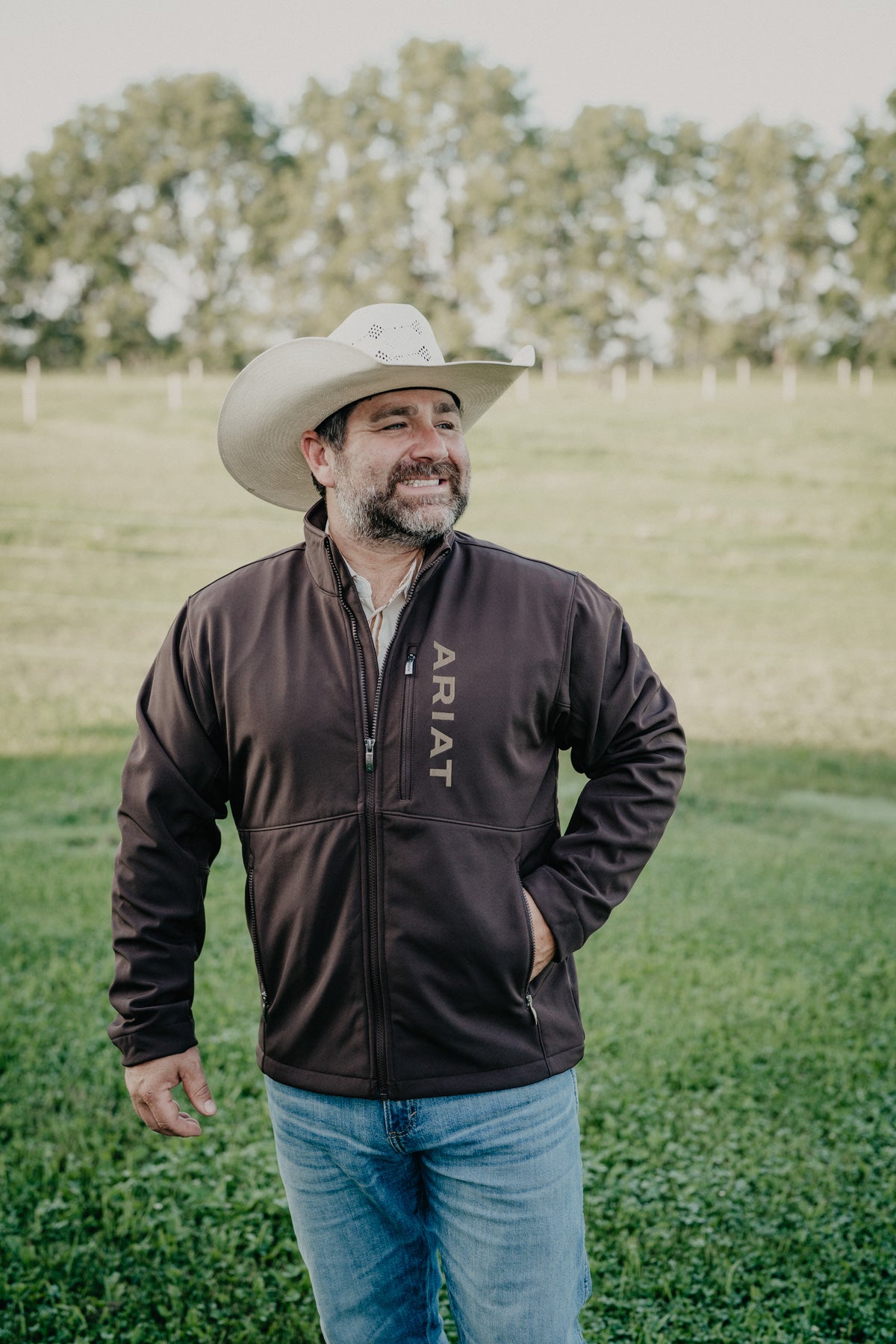 'Nolan' Men's Ariat Logo Chocolate Brown Softshell Jacket
