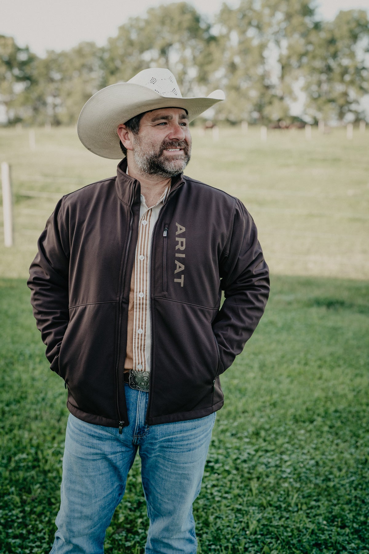 'Nolan' Men's Ariat Logo Chocolate Brown Softshell Jacket