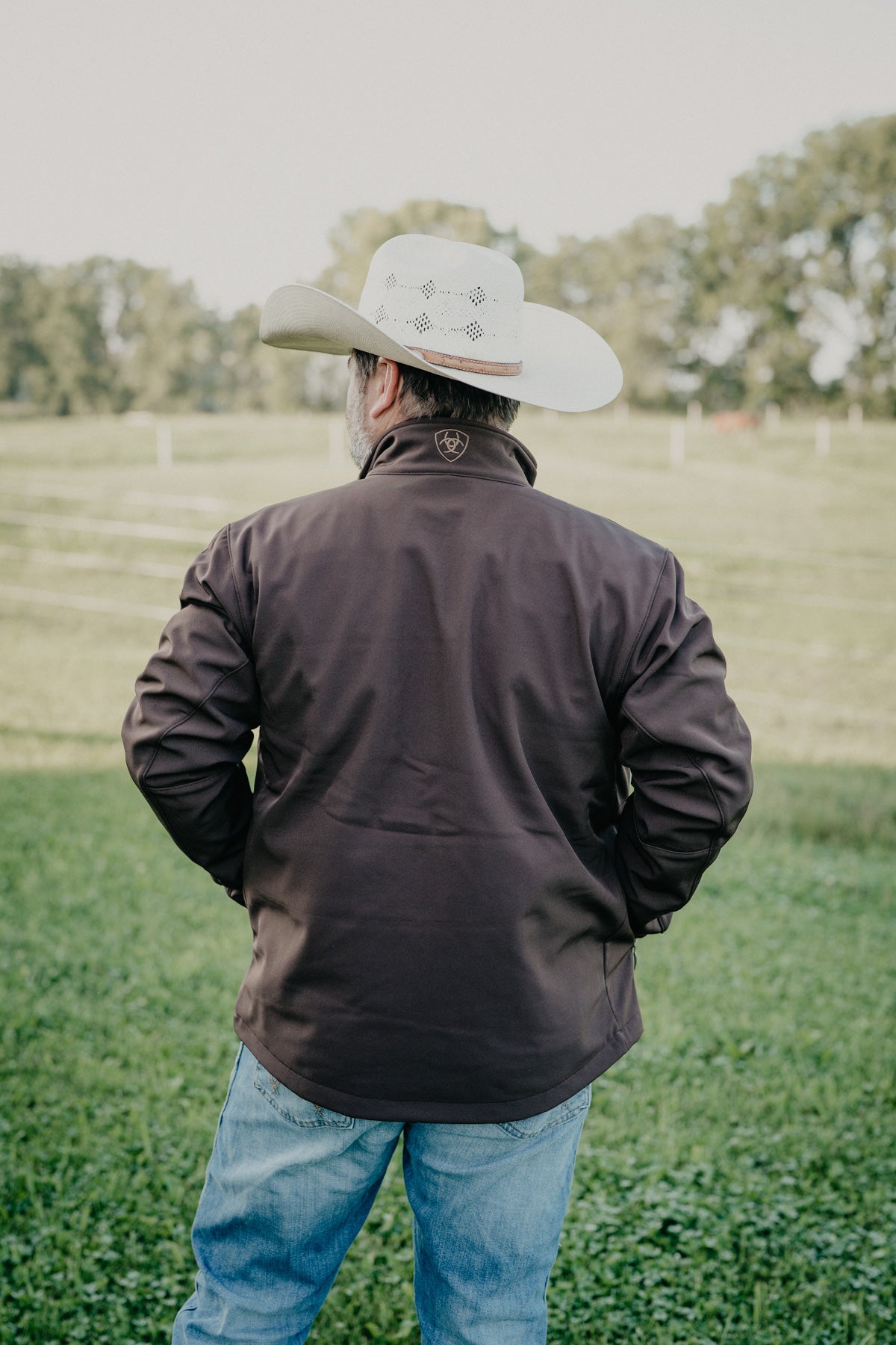 'Nolan' Men's Ariat Logo Chocolate Brown Softshell Jacket