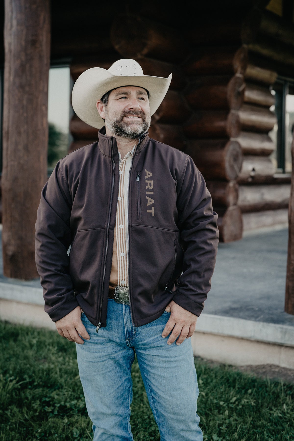 'Nolan' Men's Ariat Logo Chocolate Brown Softshell Jacket