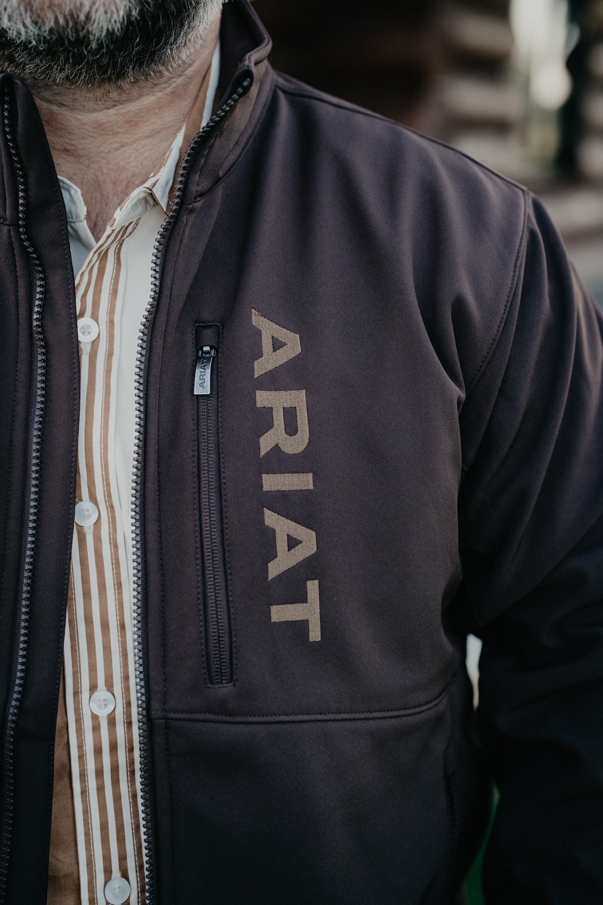 'Nolan' Men's Ariat Logo Chocolate Brown Softshell Jacket