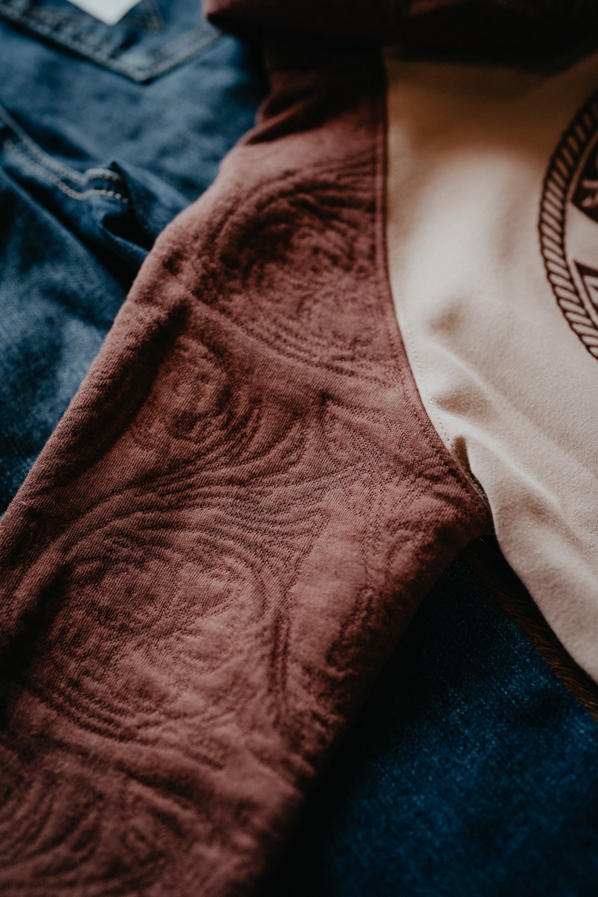 'Dolly Jr' Girls Tan Hoody with Brown Leather Pattern by Hooey