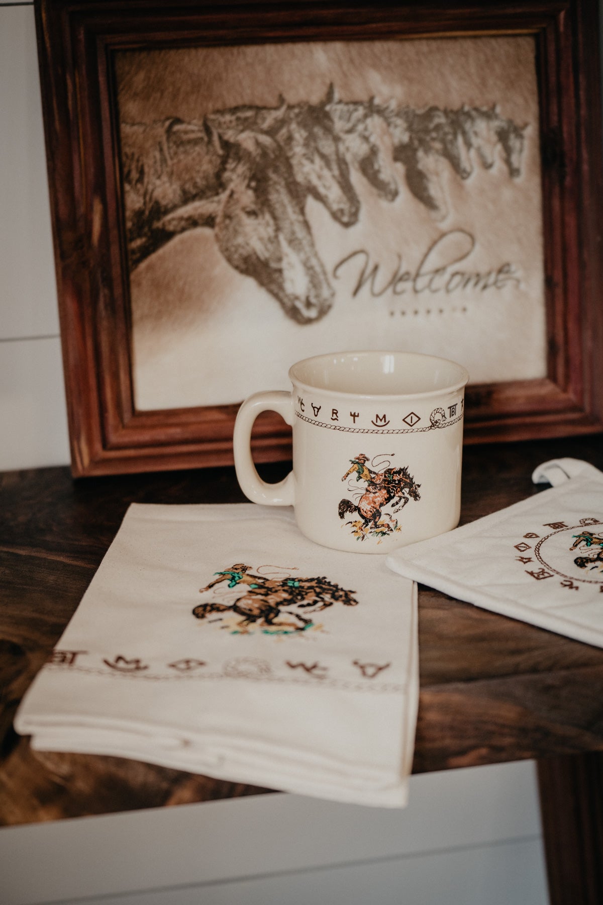 'Broncs & Brands' Linen Tea Towel