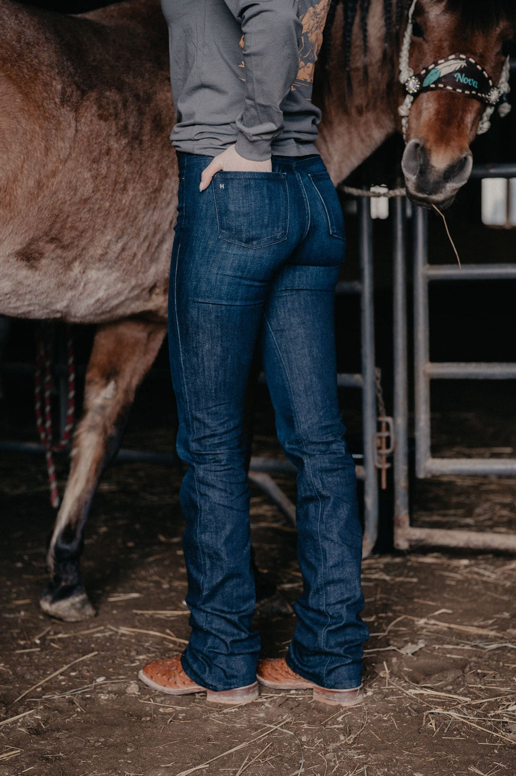 'Venice' Haala Slim Bootcut Jean {Deep Ocean with Navy Stitching}