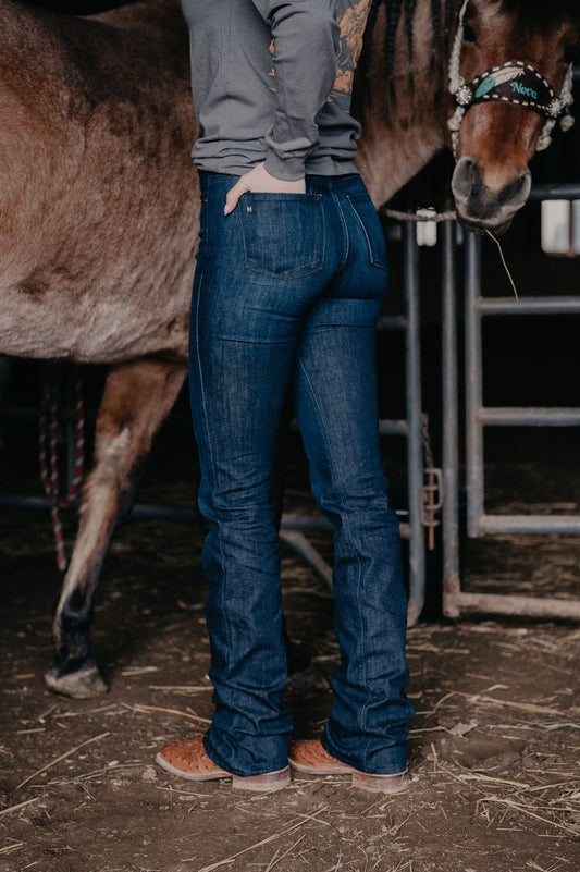 'Venice' Haala Slim Bootcut Jean {Deep Ocean with Navy Stitching}