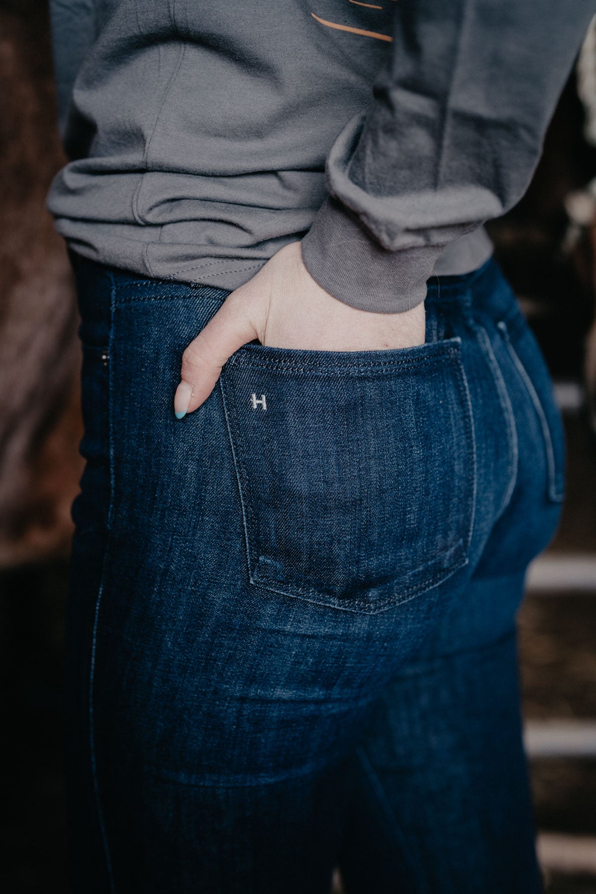 'Venice' Haala Slim Bootcut Jean {Deep Ocean with Navy Stitching}