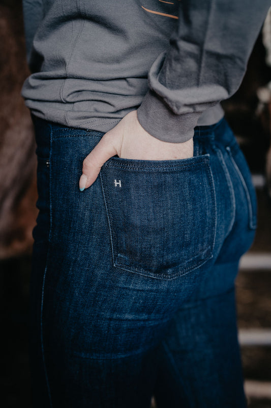 'Venice' Haala Slim Bootcut Jean {Deep Ocean with Navy Stitching}