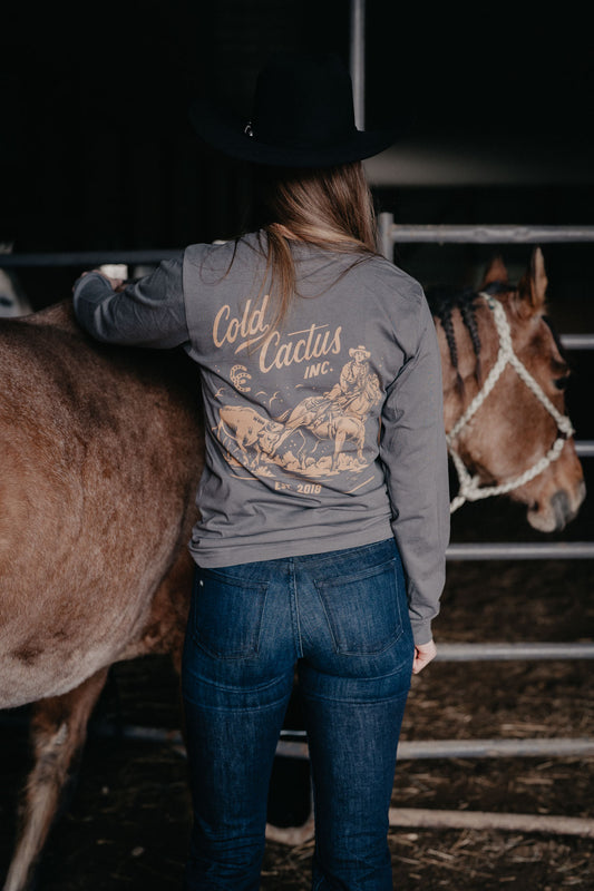 'Legacy Cowgirl' CC Exclusive Charcoal Long Sleeve Graphic T (XS - XXL)