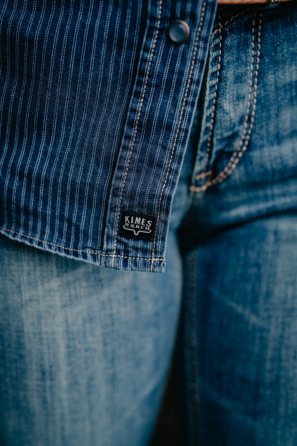 'Frankie' Women's Indigo Stripe Pearl Snap by KIMES Ranch