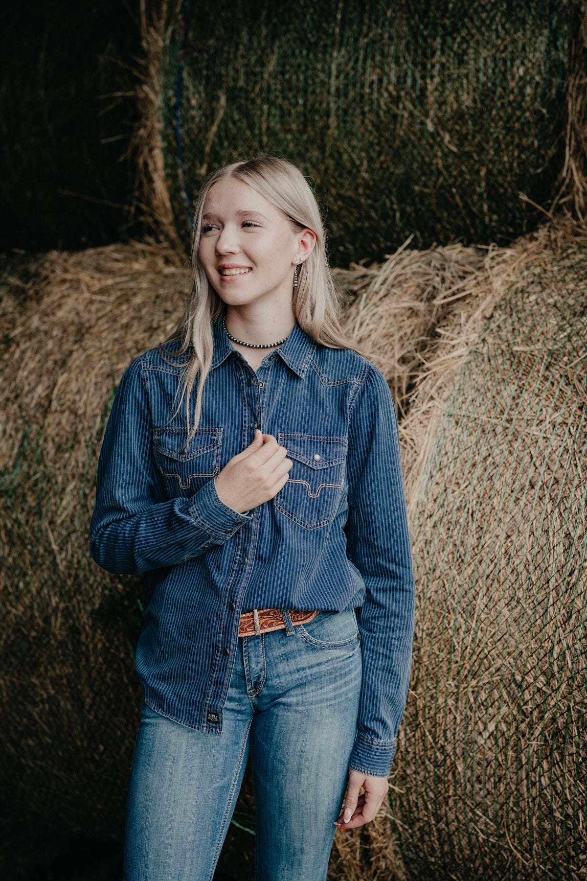 'Frankie' Women's Indigo Stripe Pearl Snap by KIMES Ranch