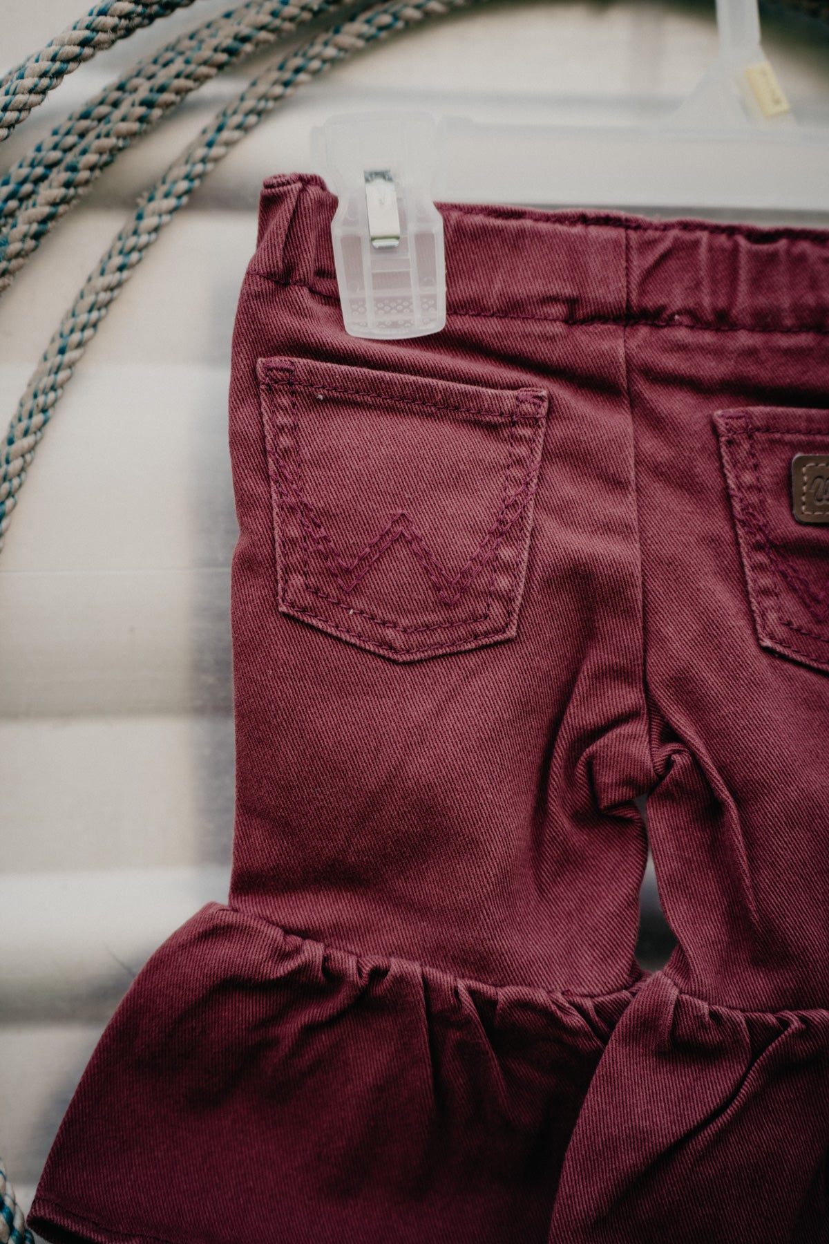 'Bailey' Baby Girl Burgundy Flare Jean by Wrangler