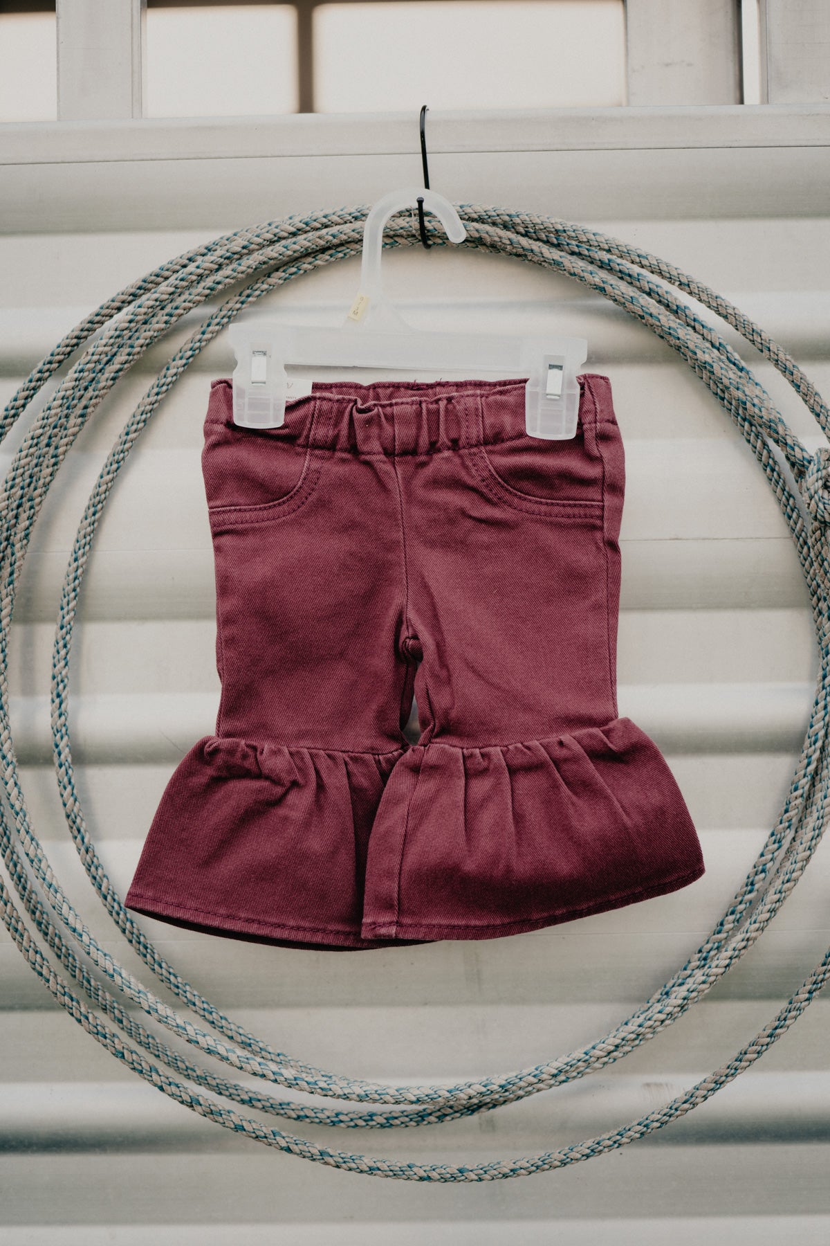 'Bailey' Baby Girl Burgundy Flare Jean by Wrangler