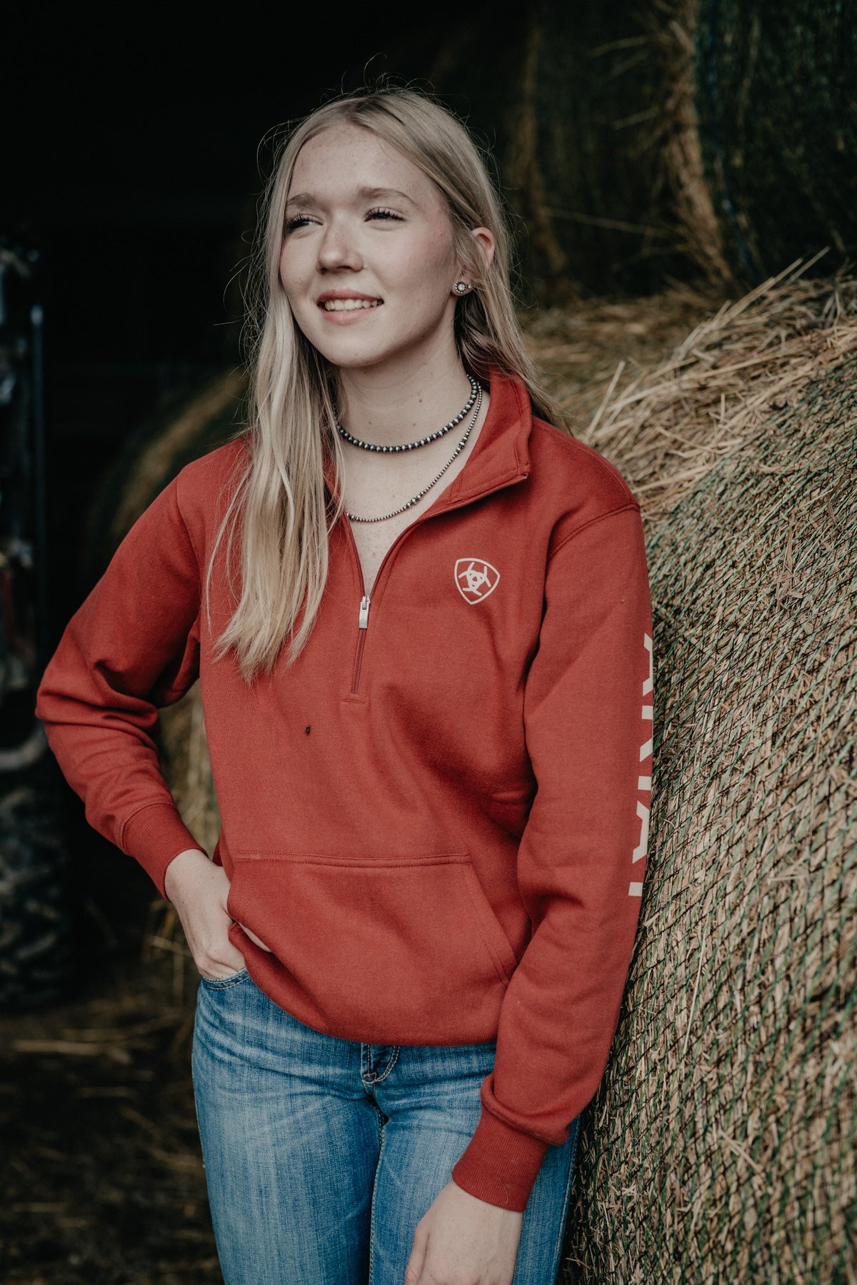 'Maisie' Ariat Women's Burnt Orange 1/4 Zip Sweatshirt