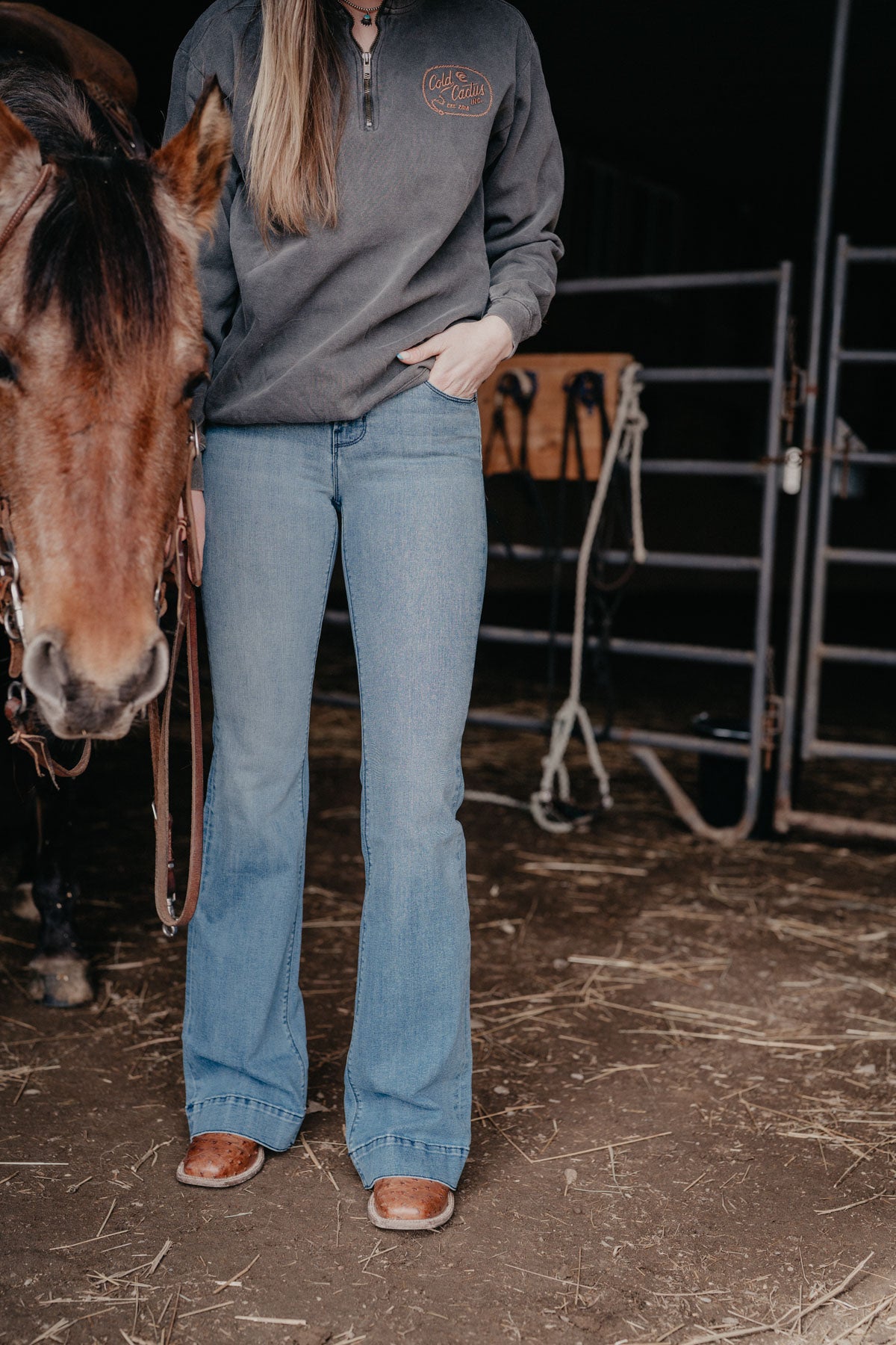 'Bella' Haala Denim Trouser Jean {Vintage Blue with Navy Stitching}
