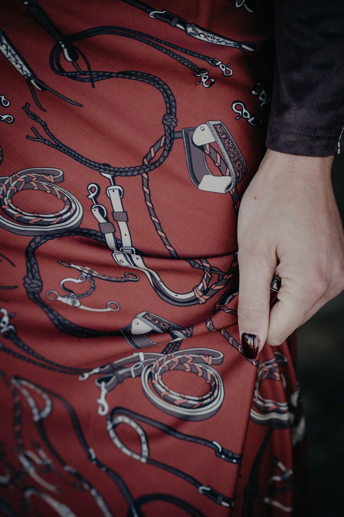 'Mayrn' Rust Horse Tack Midi Skirt by Cruel Denim