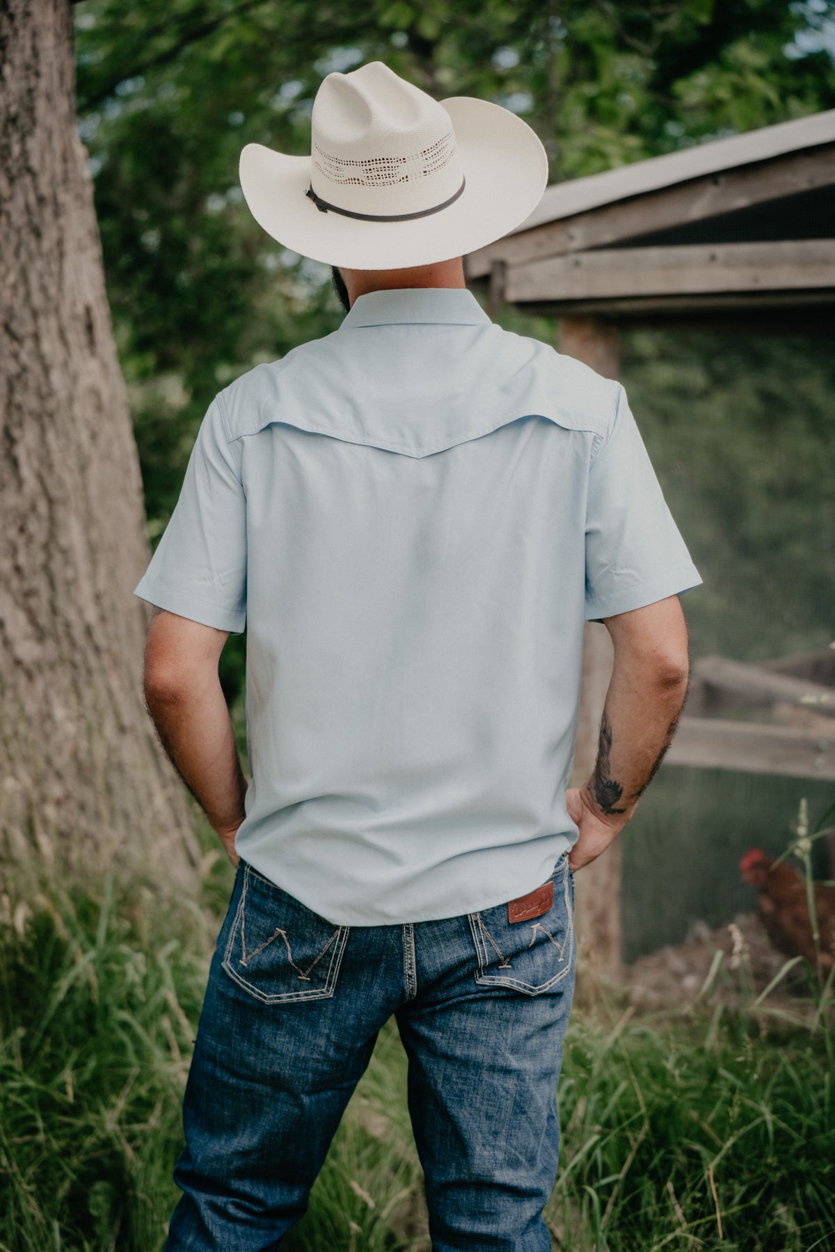 'Stephan' Light Blue Short Sleeve Pearl Snap Camp Shirt by CINCH (S-XXL)