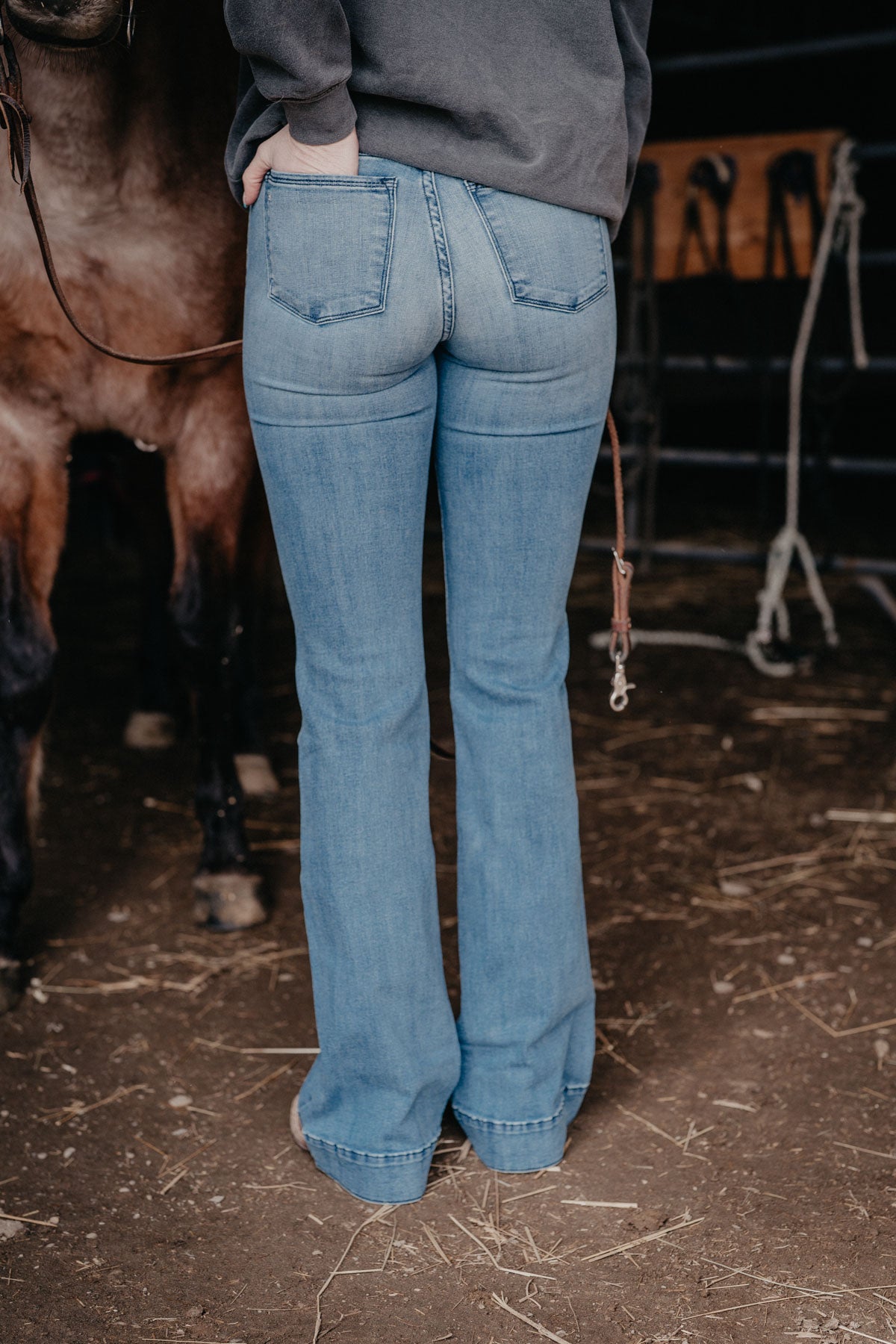 'Bella' Haala Denim Trouser Jean {Vintage Blue with Navy Stitching}