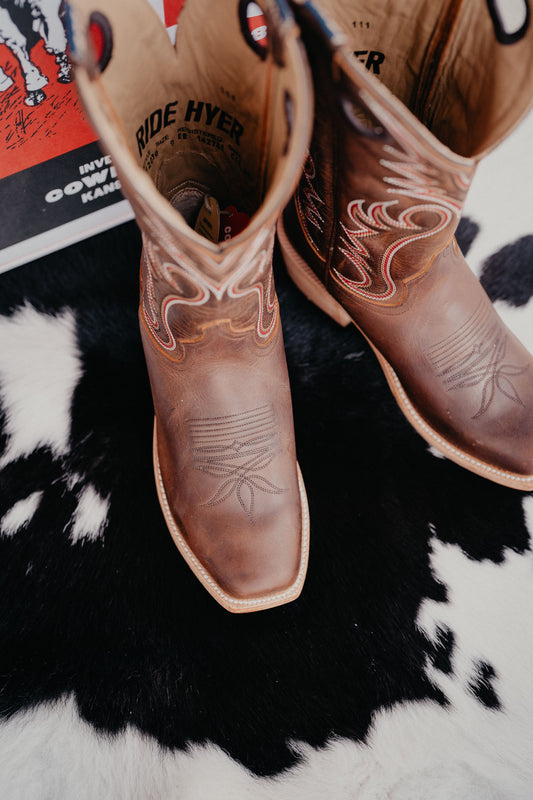 'McCune' 13" Brown Men's Hyer Cutter Toe Cowboy Boots (Size 9-12; EE Widths)