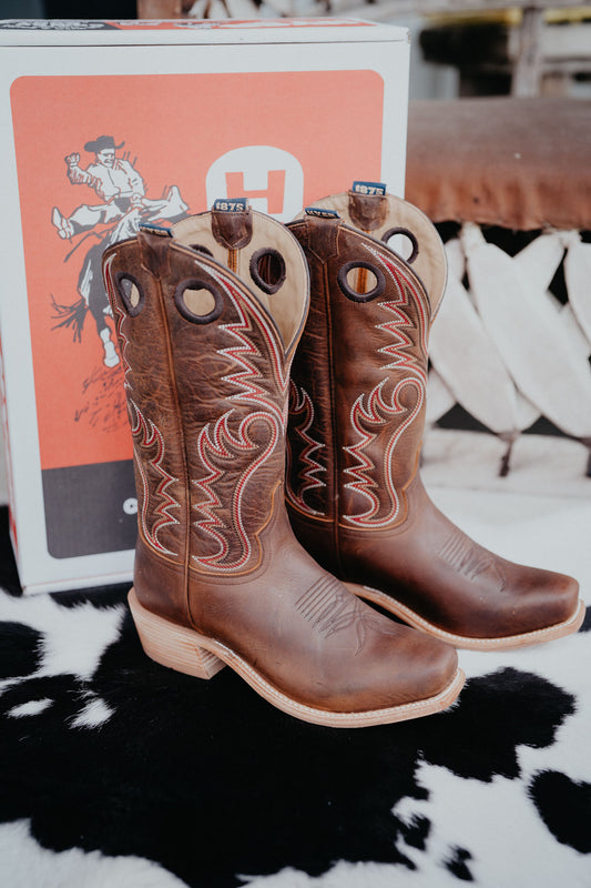 'McCune' 13" Brown Men's Hyer Cutter Toe Cowboy Boots (Size 9-12; EE Widths)