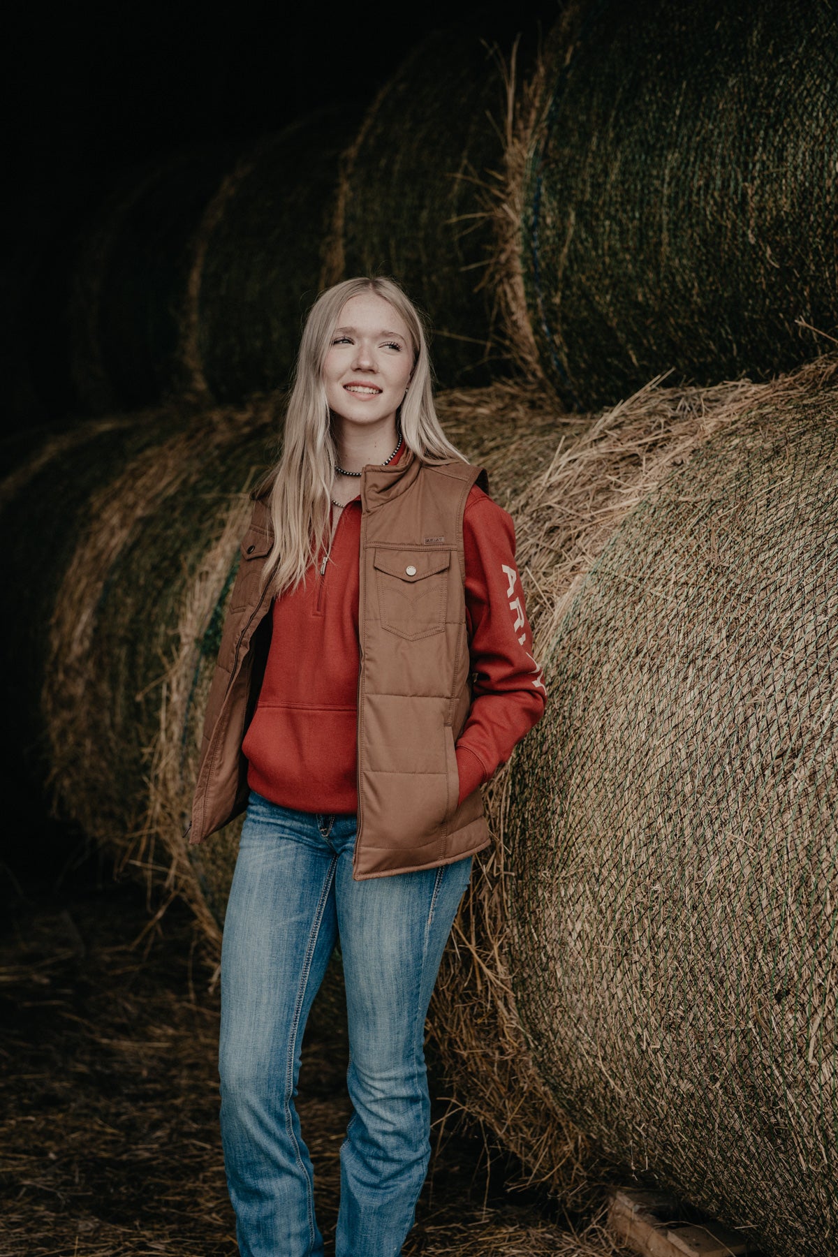 'Grizzly' Women's Camel Quilted Vest by Ariat