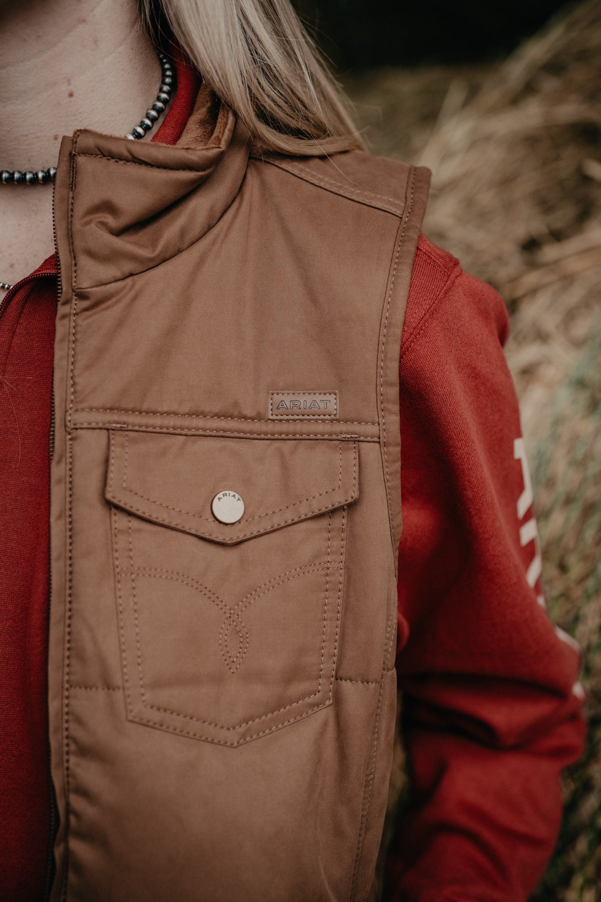 'Grizzly' Women's Camel Quilted Vest by Ariat