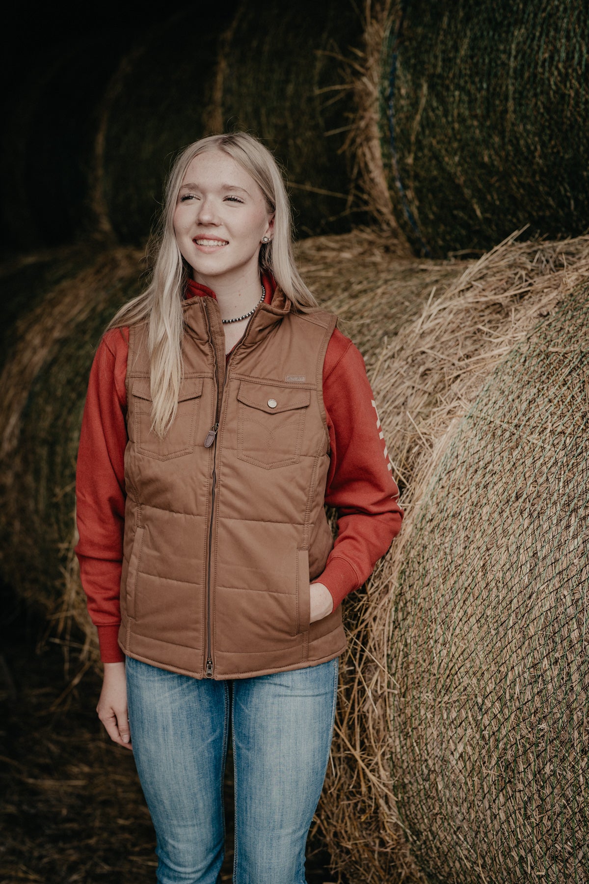 'Grizzly' Women's Camel Quilted Vest by Ariat