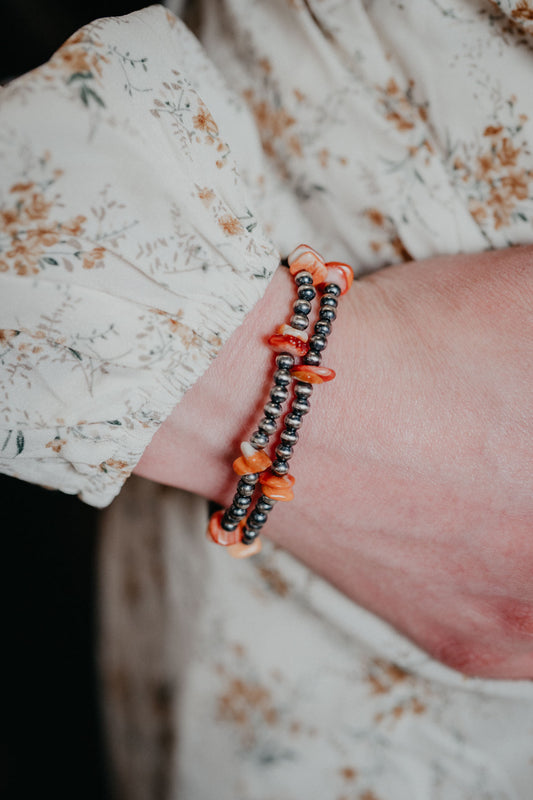 Silver & Spiny Oyster Bracelet