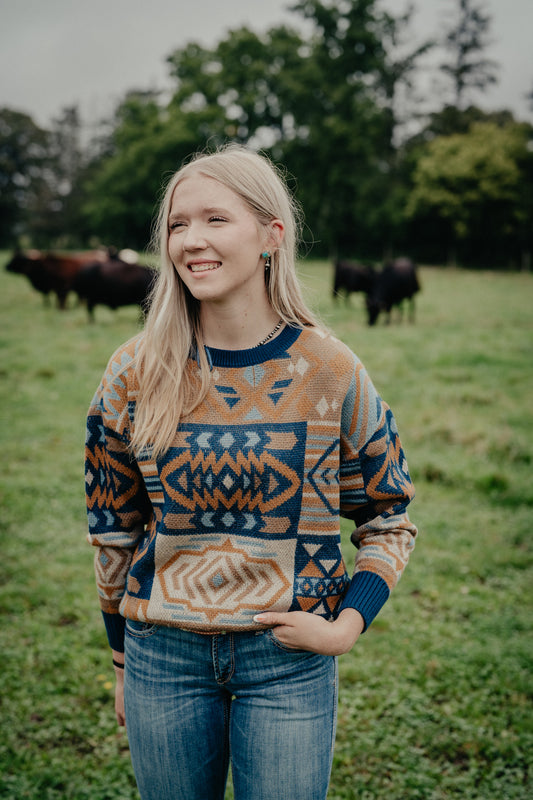 'Seminole' Aztec Patch Oversized Sweater by Panhandle Slim