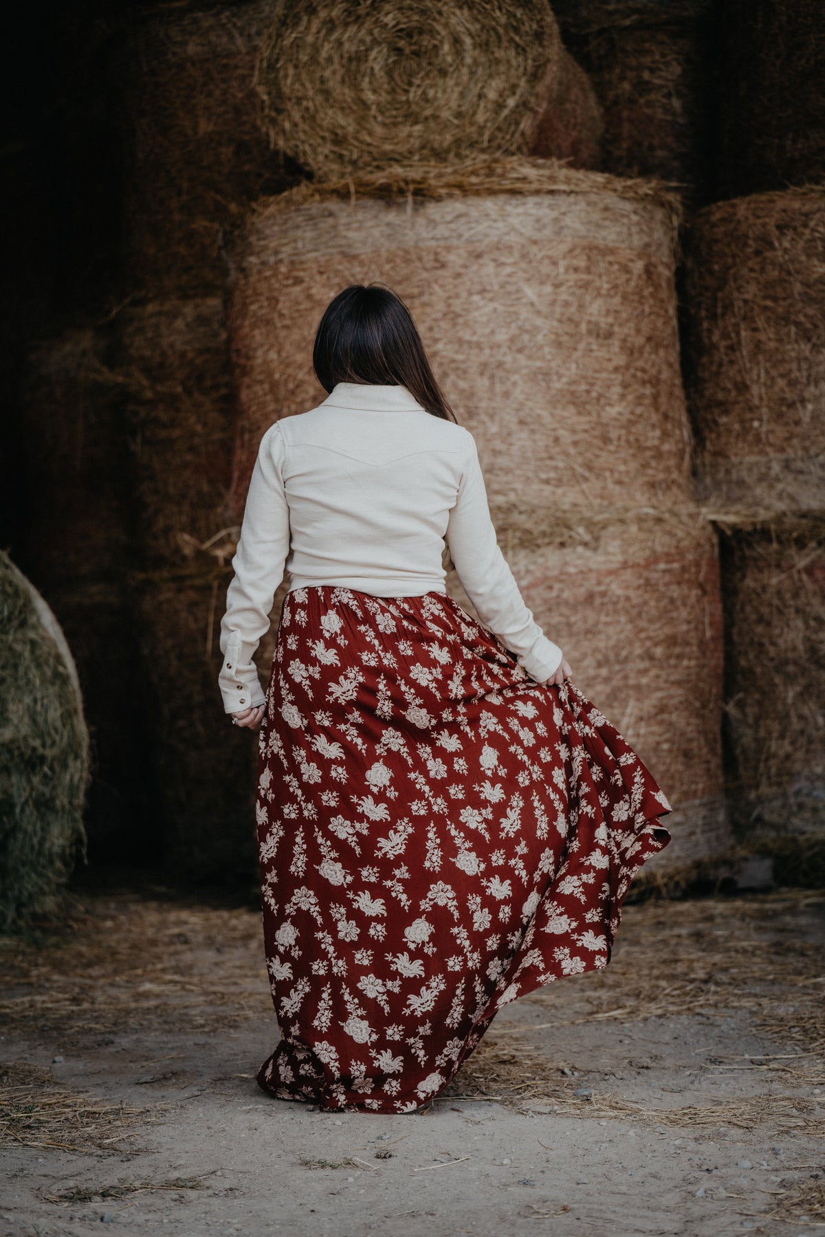 ‘Lily’ Rust Floral Wrap Skirt
