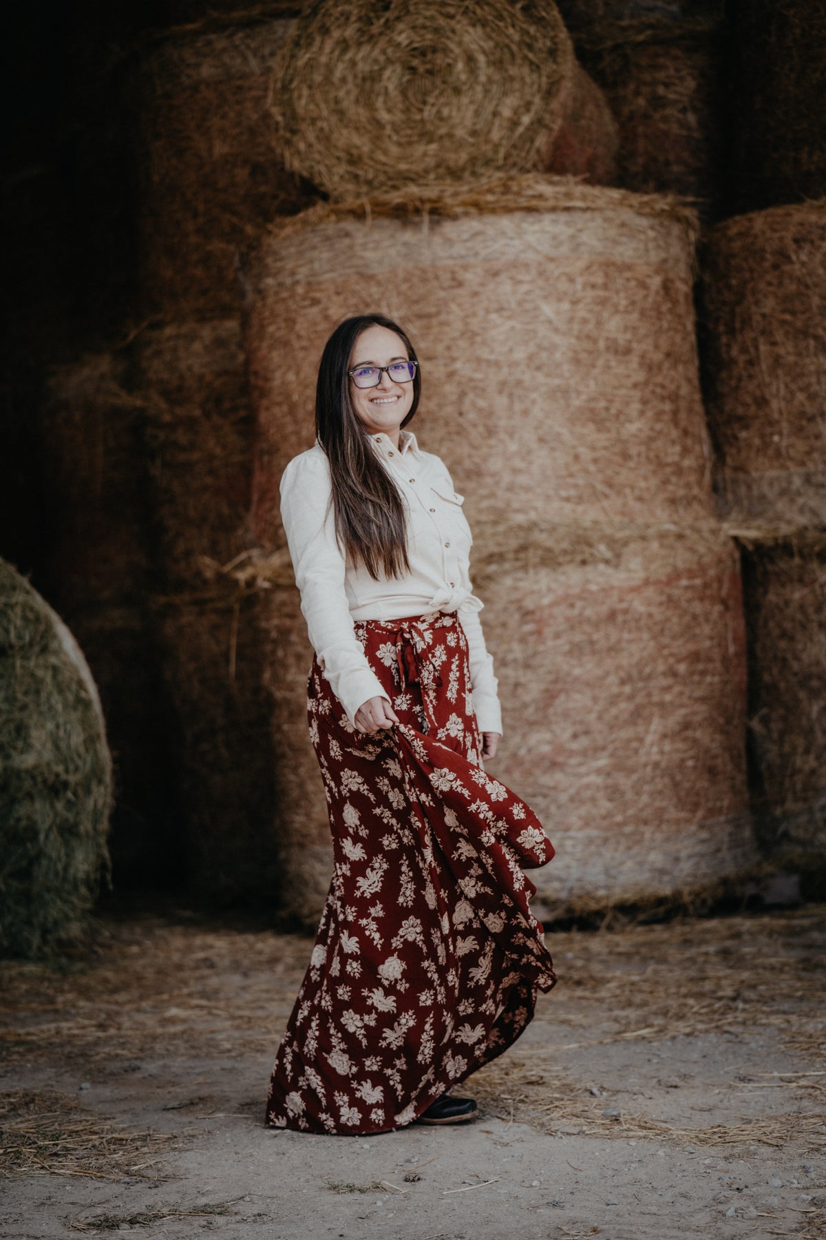 ‘Lily’ Rust Floral Wrap Skirt