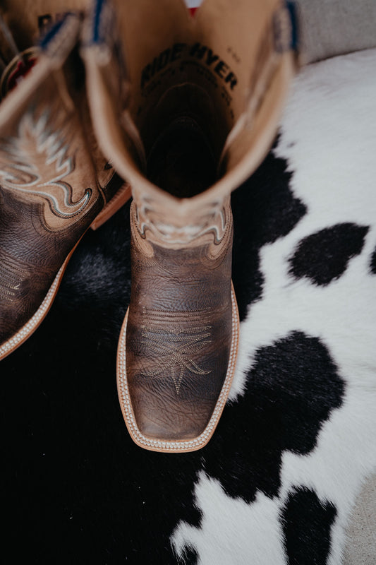 'Kincaid' 13" Brown Men's Hyer Square Toe Cowboy Boots (Size 8-13; D & EE Widths)