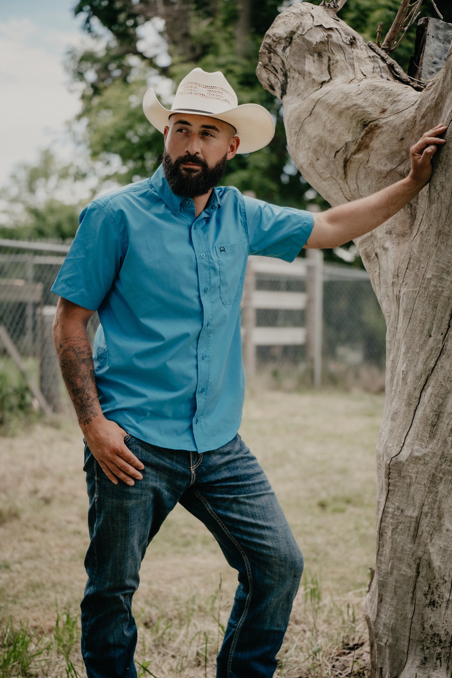 'Trevor' Men's Short Sleeve CINCH Arenaflex Blue (S-XXL)