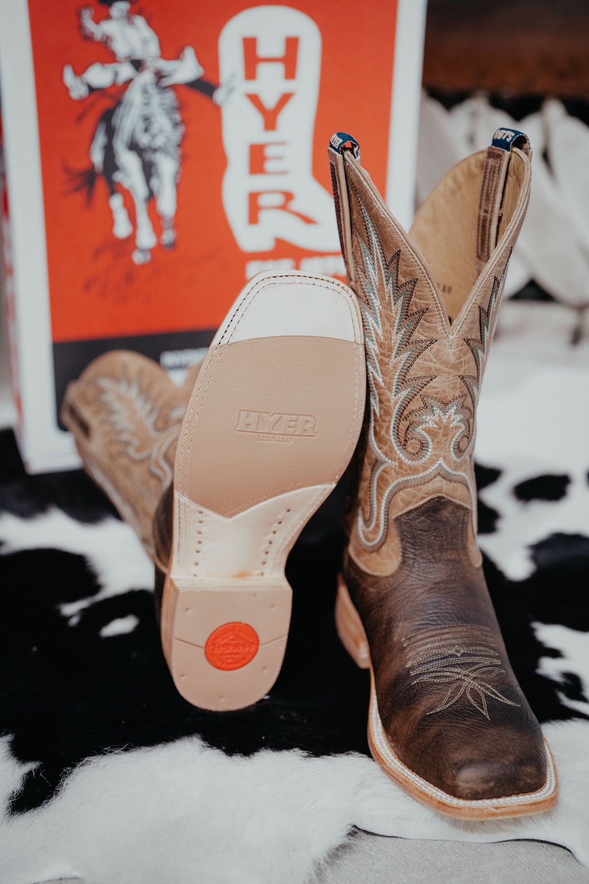 'Kincaid' 13" Brown Men's Hyer Square Toe Cowboy Boots (Size 8-13; D & EE Widths)