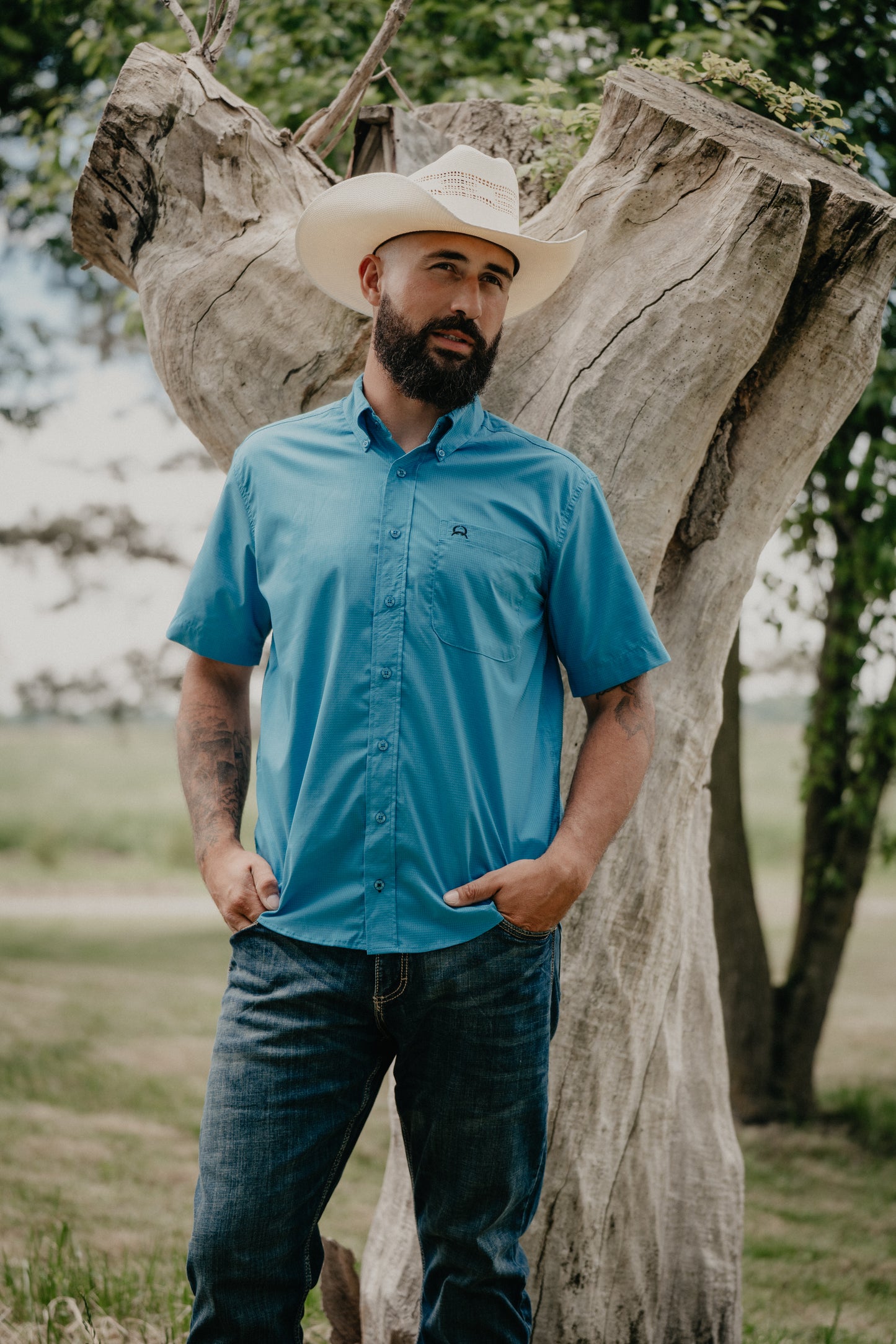 'Trevor' Men's Short Sleeve CINCH Arenaflex Blue (S-XXL)