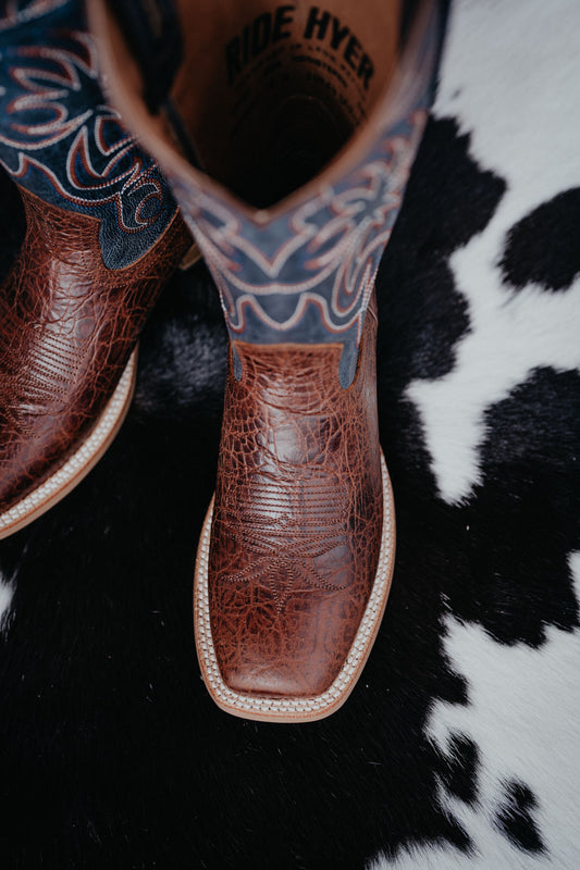'Burdett' 13" Brown Men's Hyer Square Toe Cowboy Boots (Size 8-13; D & EE Widths)