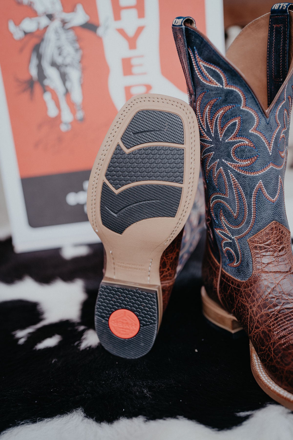 'Burdett' 13" Brown Men's Hyer Square Toe Cowboy Boots (Size 8-13; D & EE Widths)