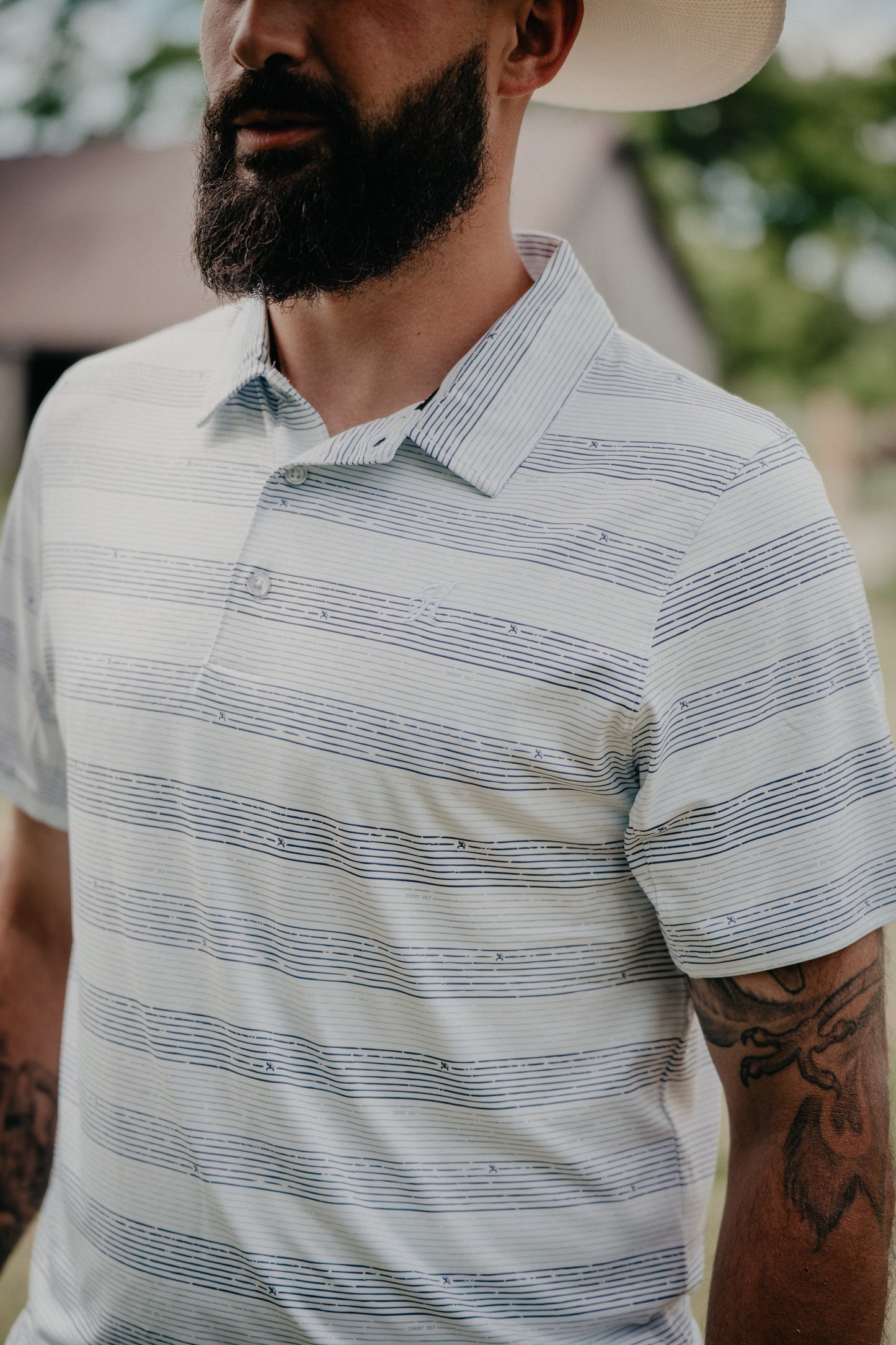 'Weekender Blue' Men's Striped Blue Polo by Hooey (S-XXL)
