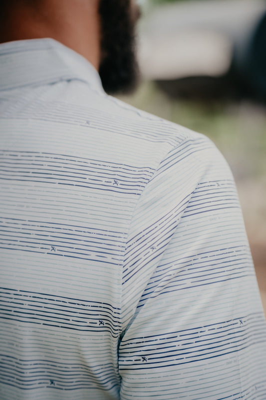 'Weekender Blue' Men's Striped Blue Polo by Hooey (S-XXL)