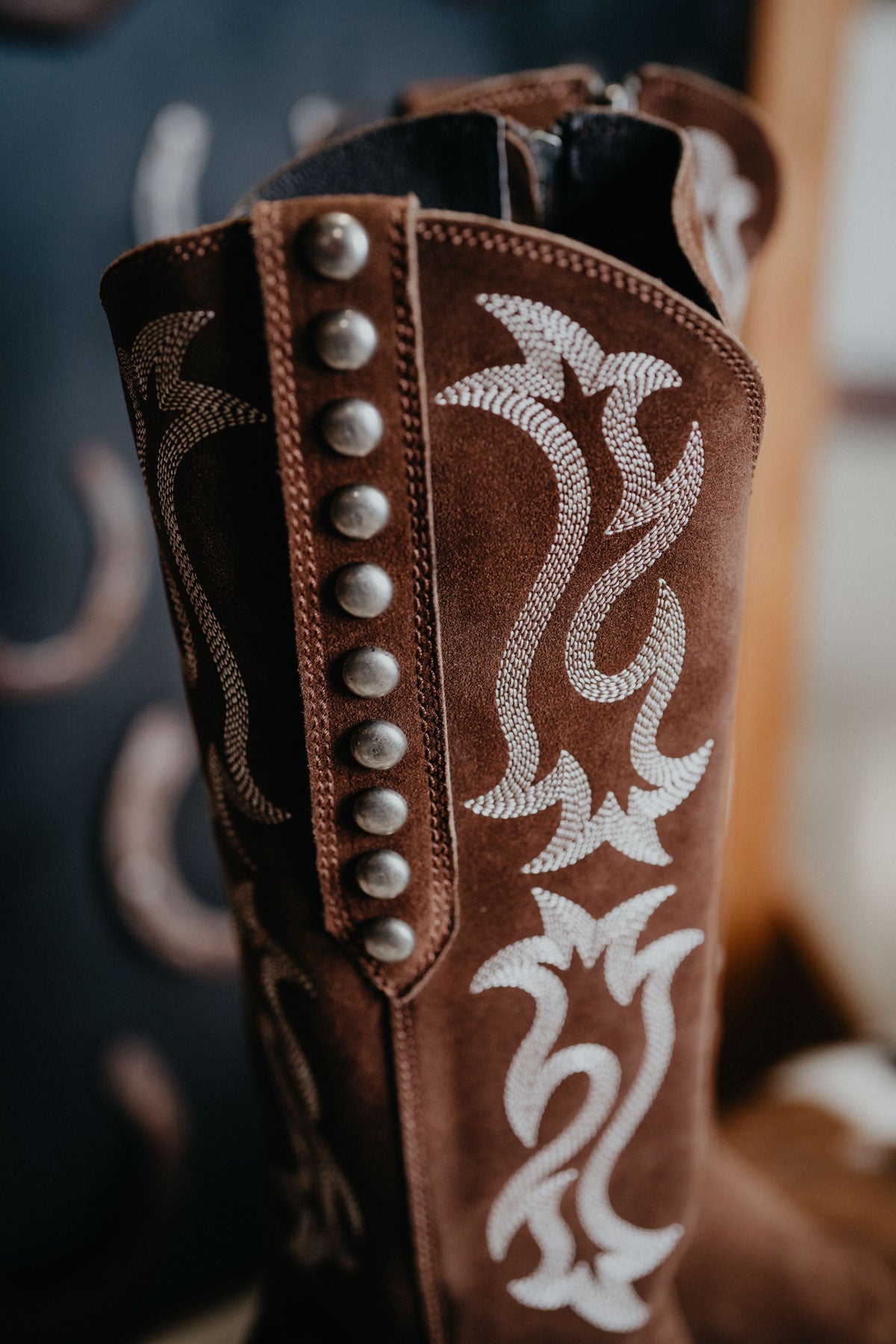 'Mia' Chocolate Suede Tall Studded Boot (Regular & Wide Calf)