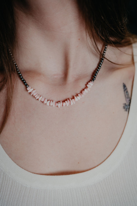 Sterling Silver Navajo & Pink Necklace